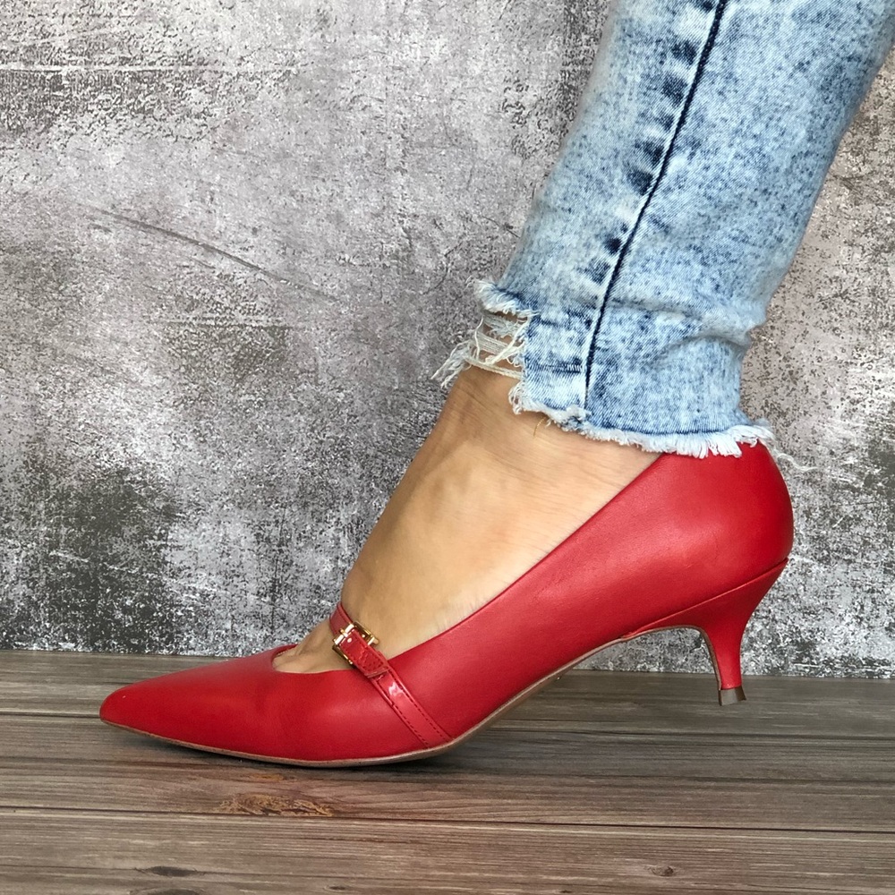 Red leather classy heels